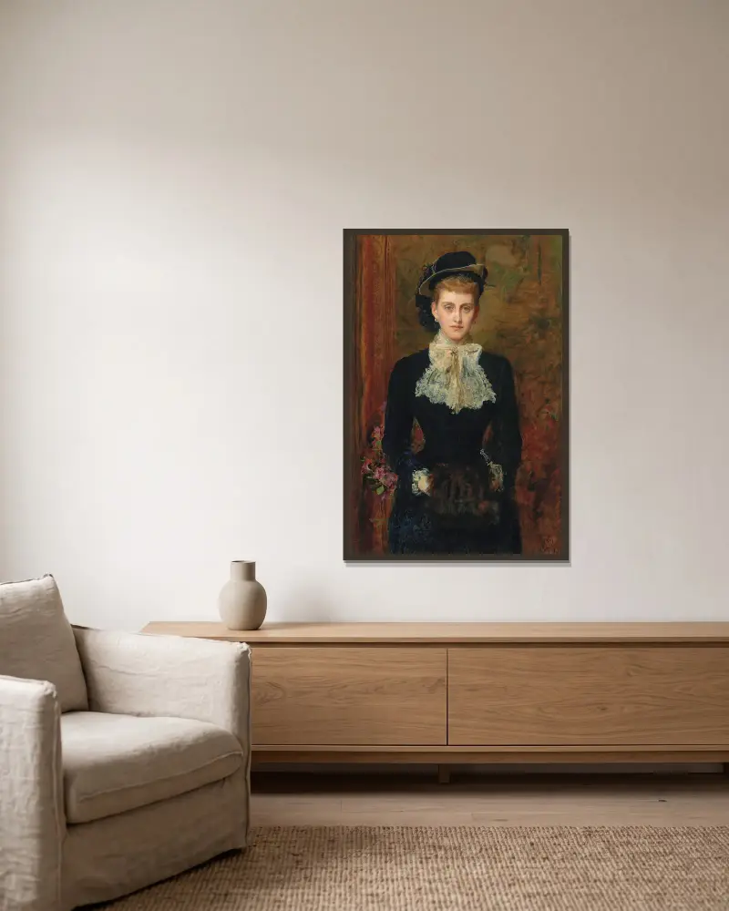 Grevinnan de Pourtalès, tidigare mrs Sebastian Schlesinger av Sir John Everett Millais inramad på en vägg