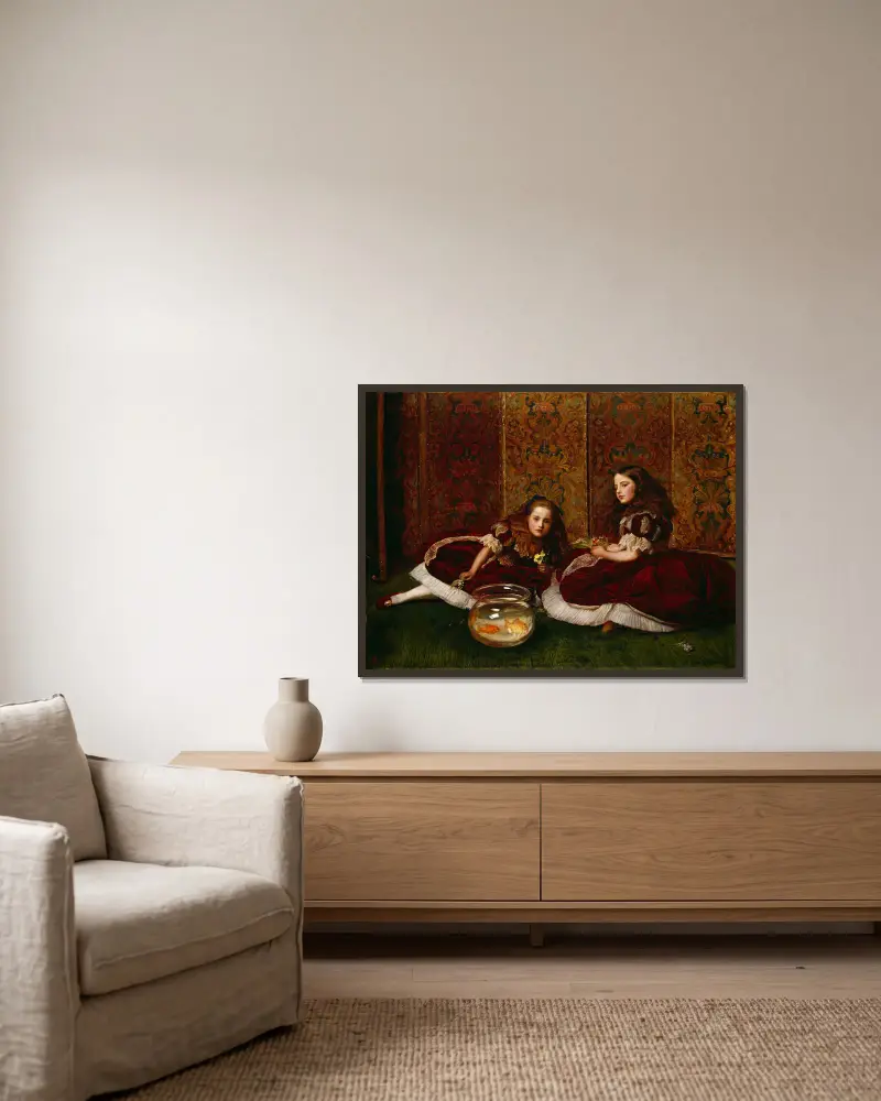 Leisure Hours av Sir John Everett Millais inramad på en vägg