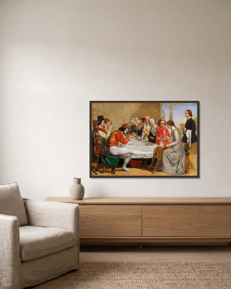 Lorenzo and Isabella av Sir John Everett Millais inramad på en vägg