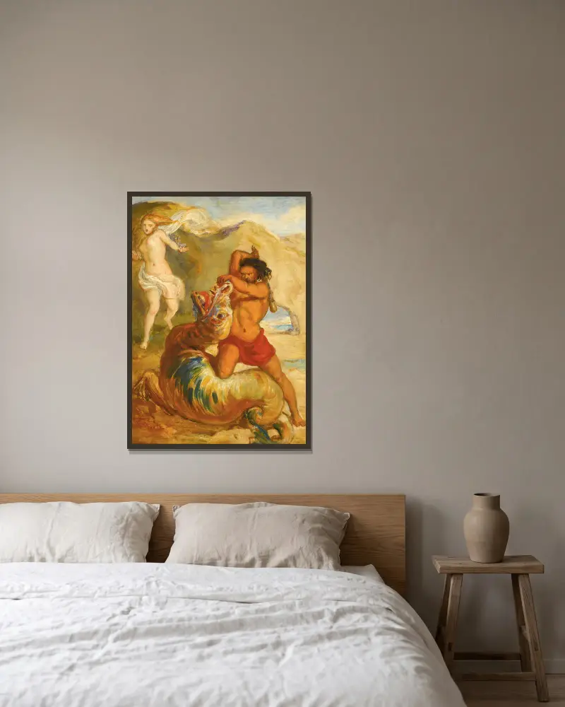 Perseus zachraňuje Andromedu, Sir John Everett Millais v rámu na stěně
