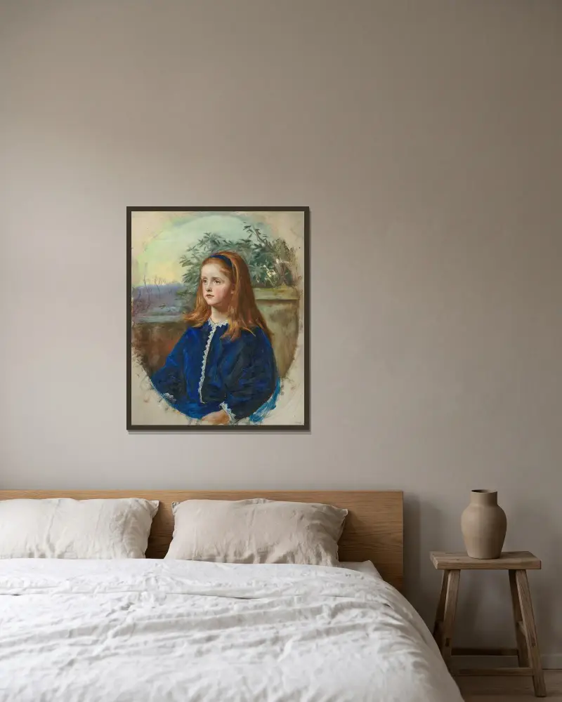 Porträtt av Margaret Fuller Maitland av Sir John Everett Millais inramad på en vägg