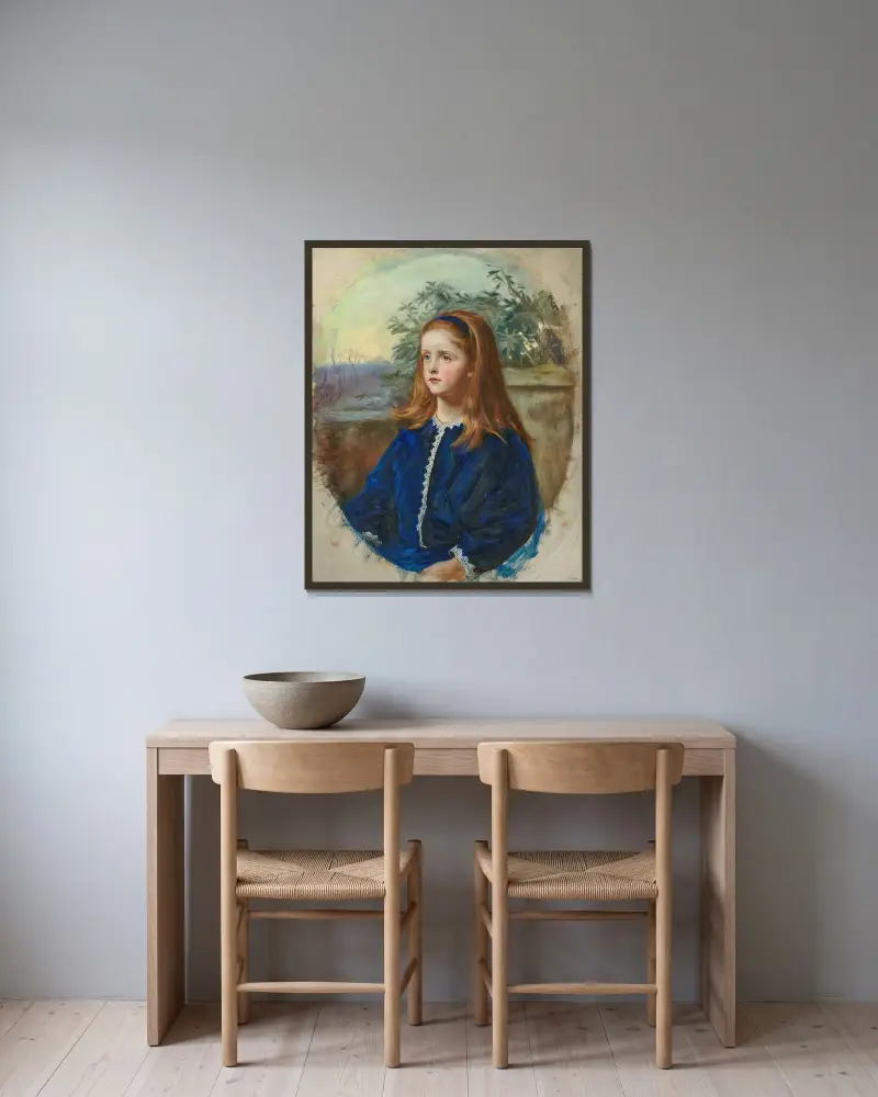 Porträtt av Margaret Fuller Maitland av Sir John Everett Millais inramad på en vägg