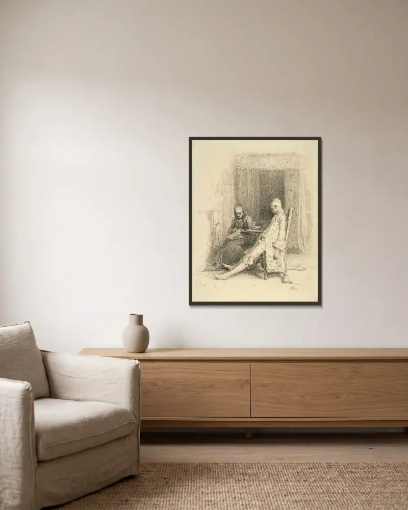 Thackerays Barry Lyndon – Barry Lyndons sista dagar av Sir John Everett Millais inramad på en vägg