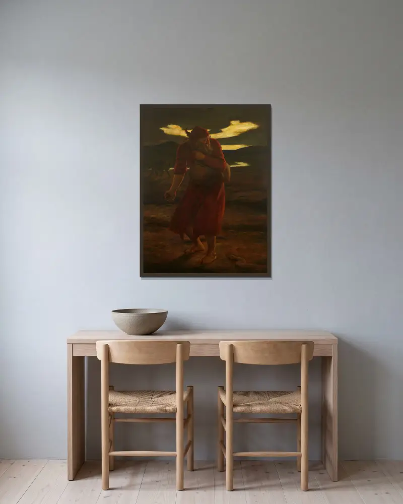 Liknelsen om ogräset av Sir John Everett Millais inramad på en vägg