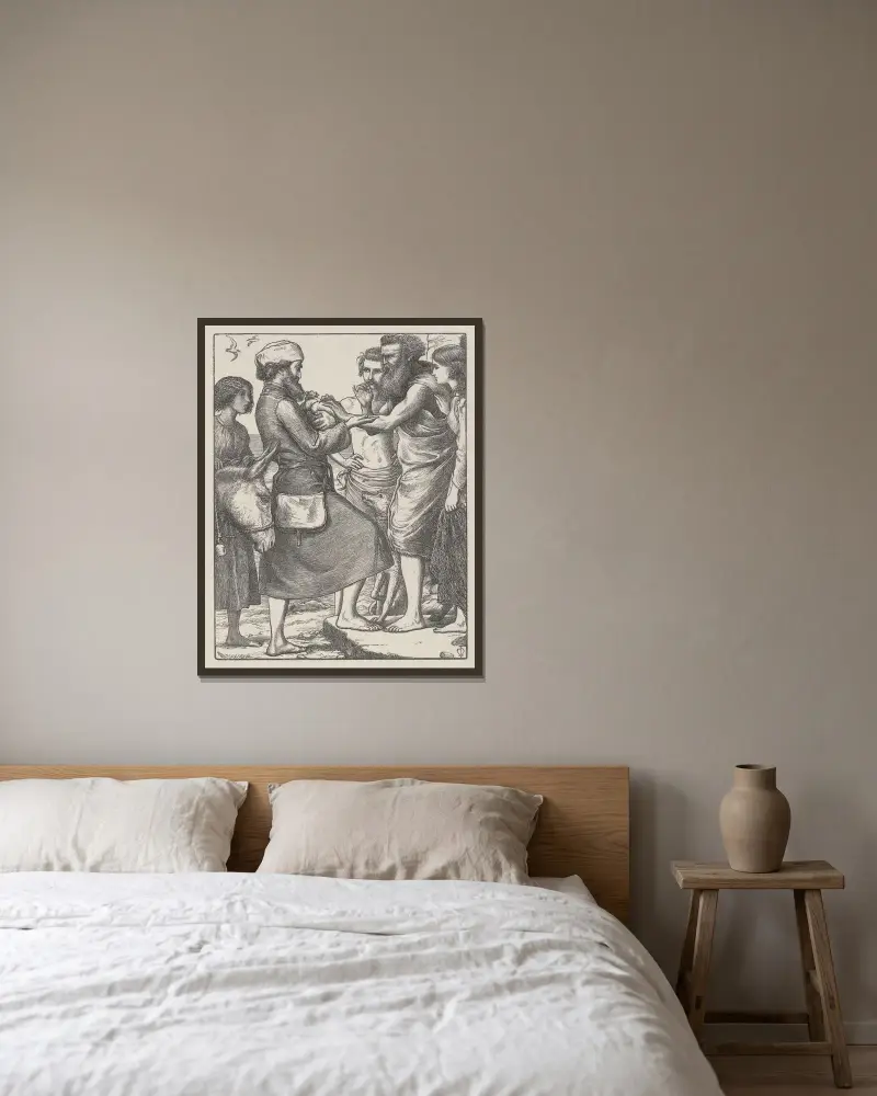 Die köstliche Perle von Sir John Everett Millais gerahmt an einer Wand