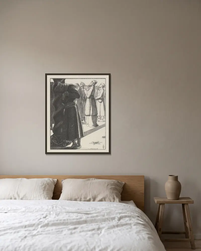Farisén och publikanen av Sir John Everett Millais inramad på en vägg