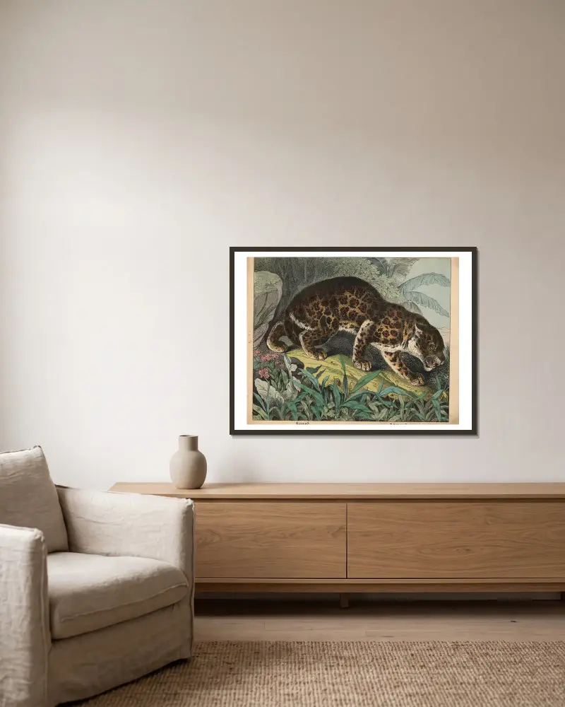 Leopard av J.F. Schreiber inramad på en vägg