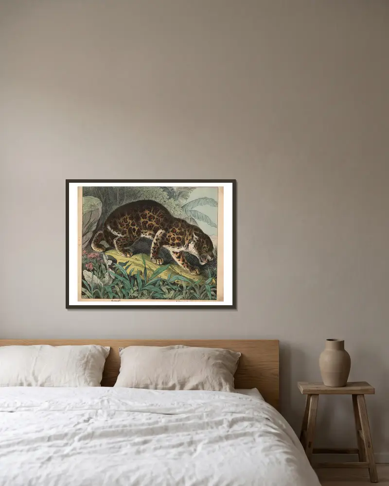 Leopard av J.F. Schreiber inramad på en vägg