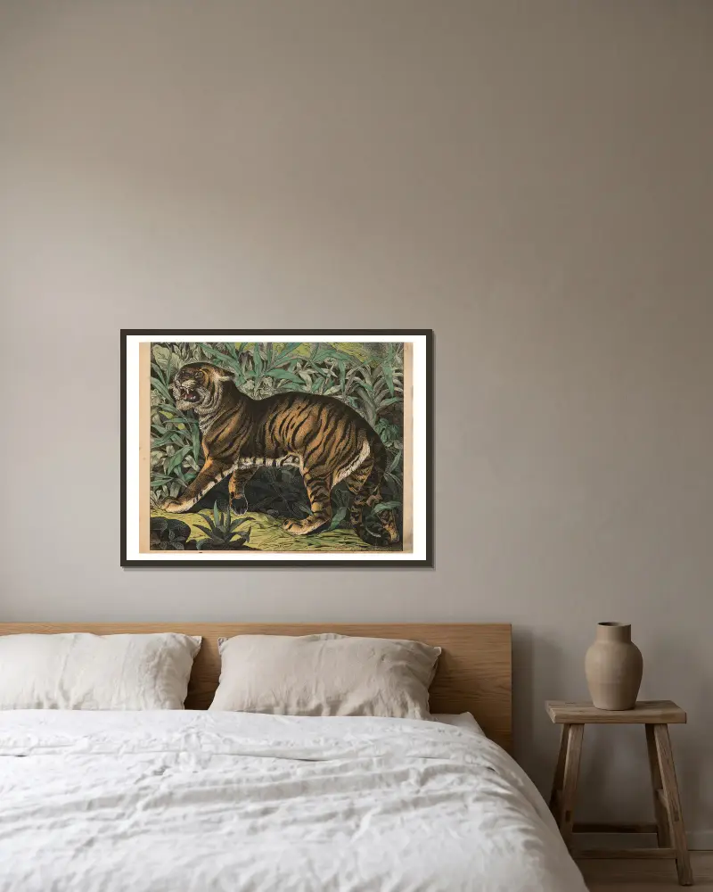 Tiger av J.F. Schreiber inramad på en vägg
