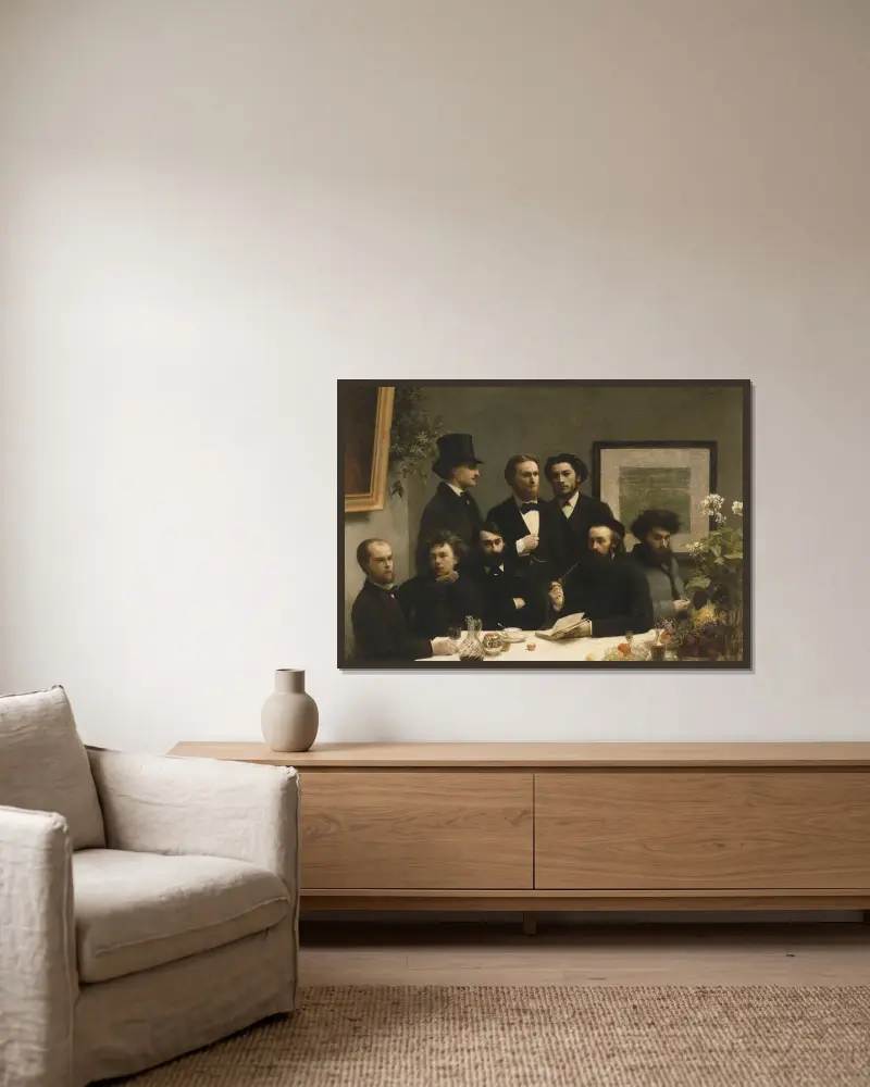 Bei Tisch von Henri Fantin-Latour gerahmt an einer Wand