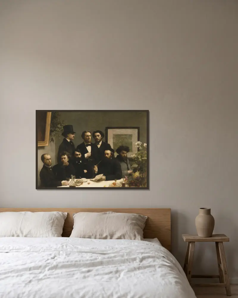 Bei Tisch von Henri Fantin-Latour gerahmt an einer Wand