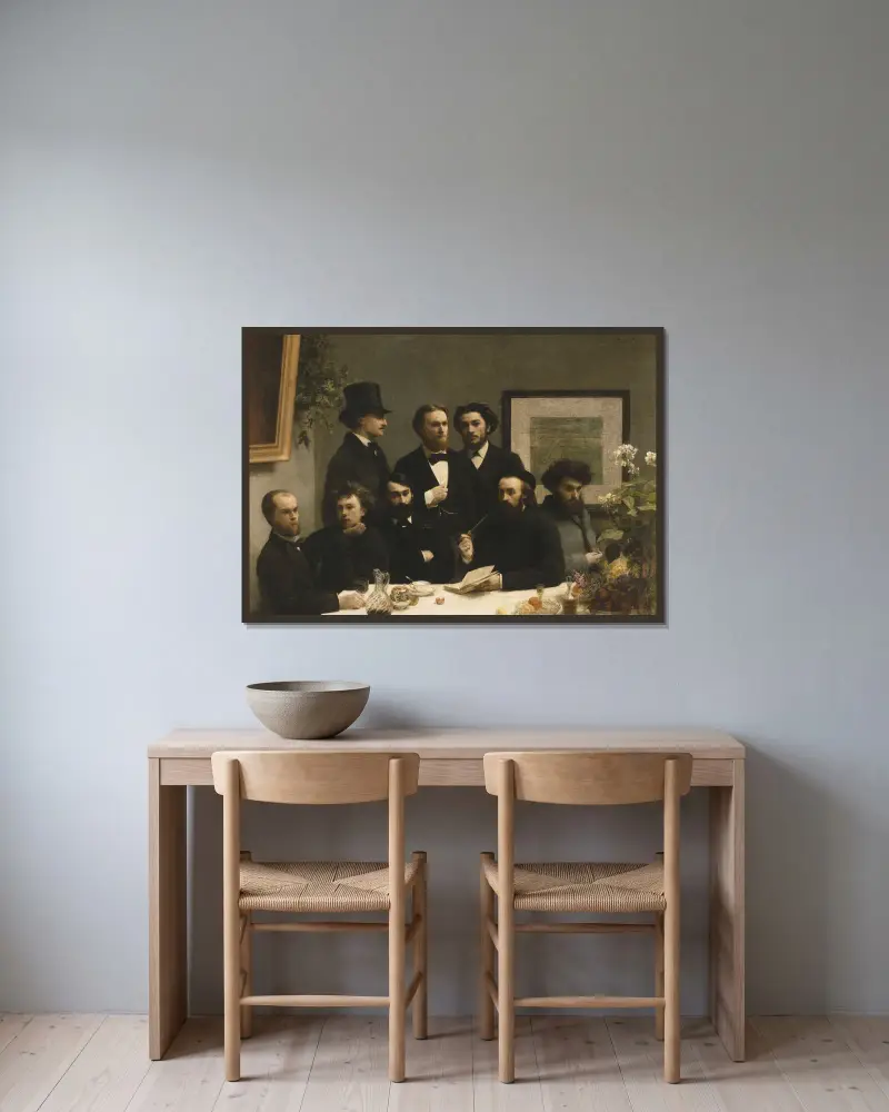 Bei Tisch von Henri Fantin-Latour gerahmt an einer Wand