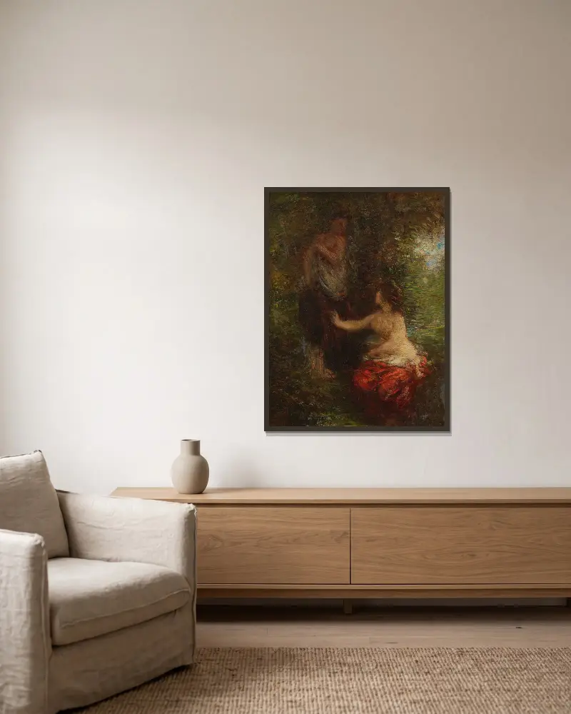 Dvě koupající se ženy, Henri Fantin-Latour v rámu na stěně