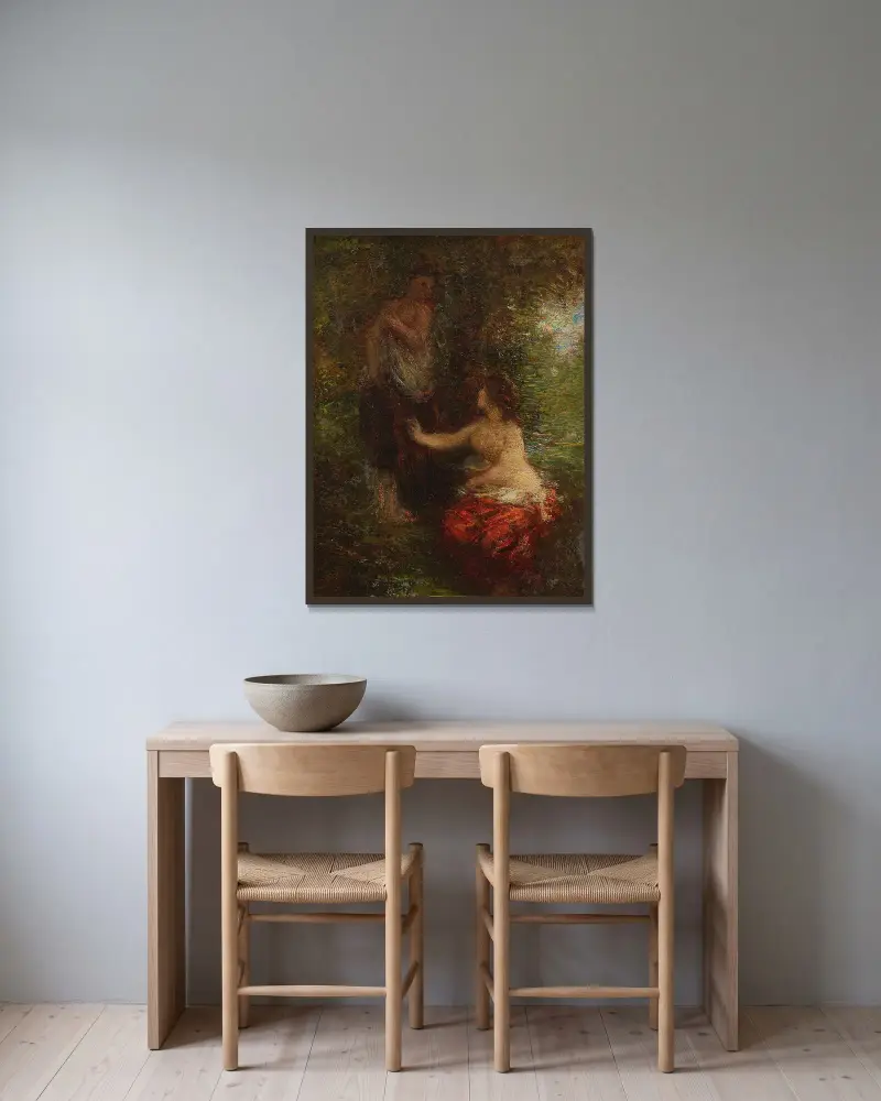 Dvě koupající se ženy, Henri Fantin-Latour v rámu na stěně