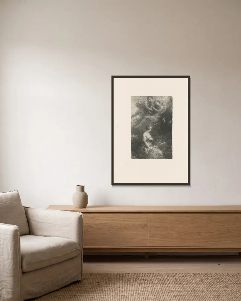 Fausts Verdammnis. Erscheinung Margaretes von Henri Fantin-Latour gerahmt an einer Wand