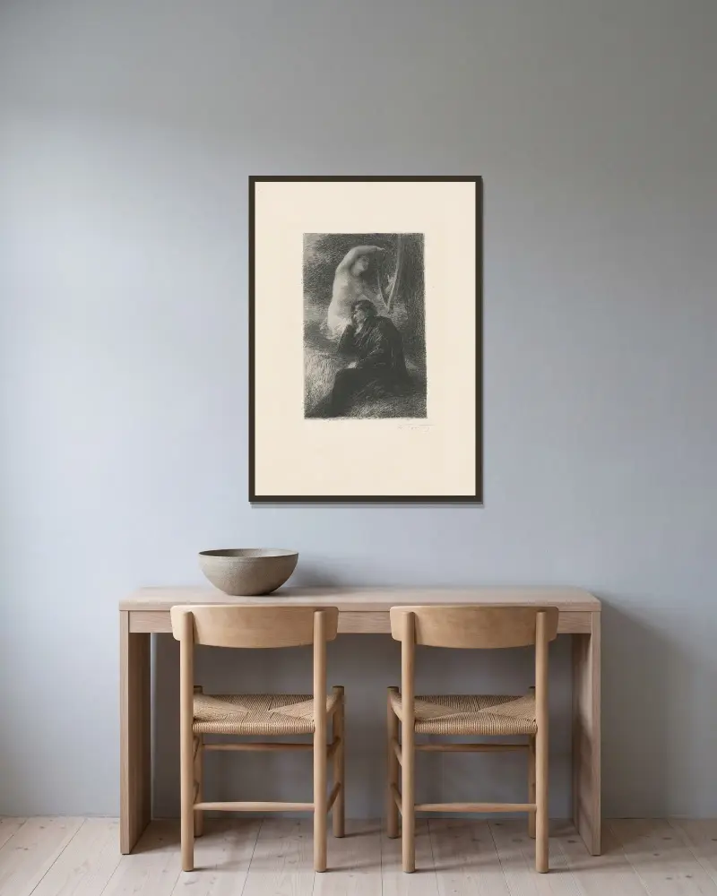 Lelio. Die Äolsharfe von Henri Fantin-Latour gerahmt an einer Wand