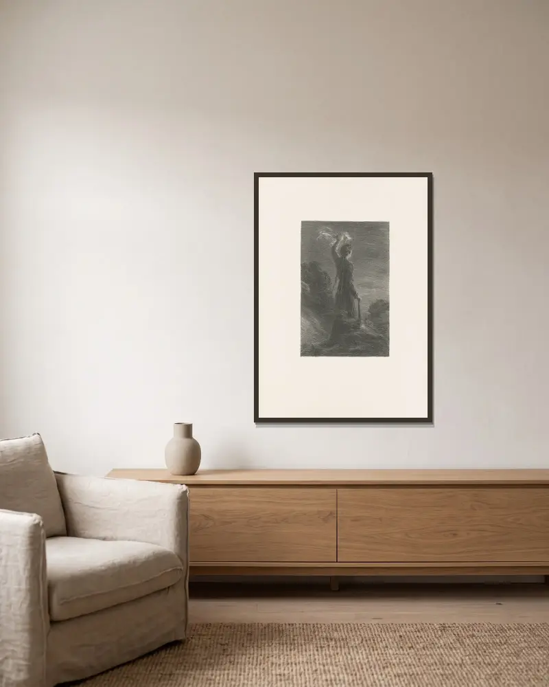 Tristan und Isolde. 2. Akt. Signal in der Nacht von Henri Fantin-Latour gerahmt an einer Wand