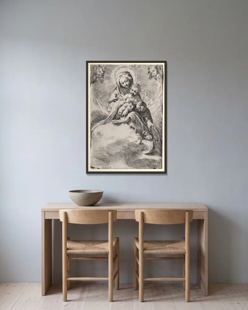 Madona v oblacích, Federico Barocci v rámu na stěně