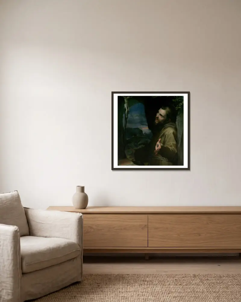 Saint Francis av Federico Barocci inramad på en vägg