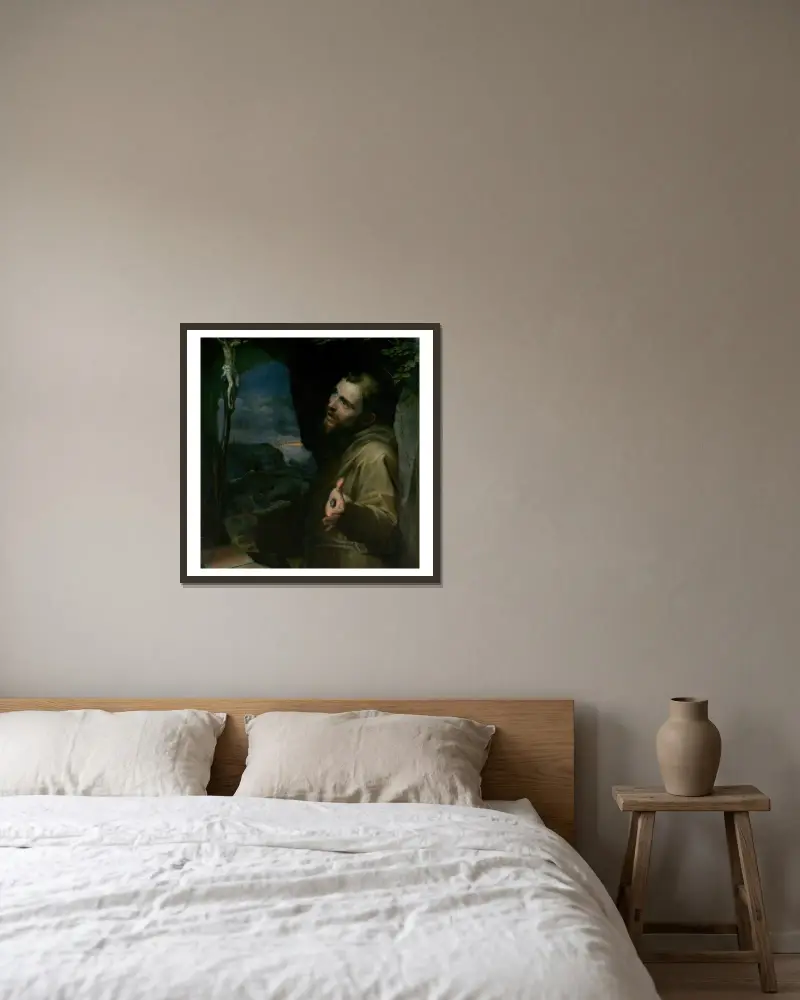 Saint Francis av Federico Barocci inramad på en vägg