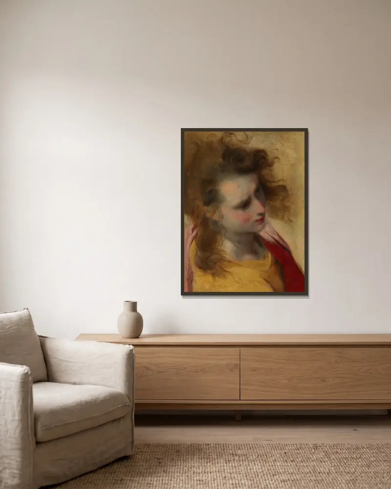 Das Haupt des heiligen Johannes des Evangelisten von Federico Barocci gerahmt an einer Wand