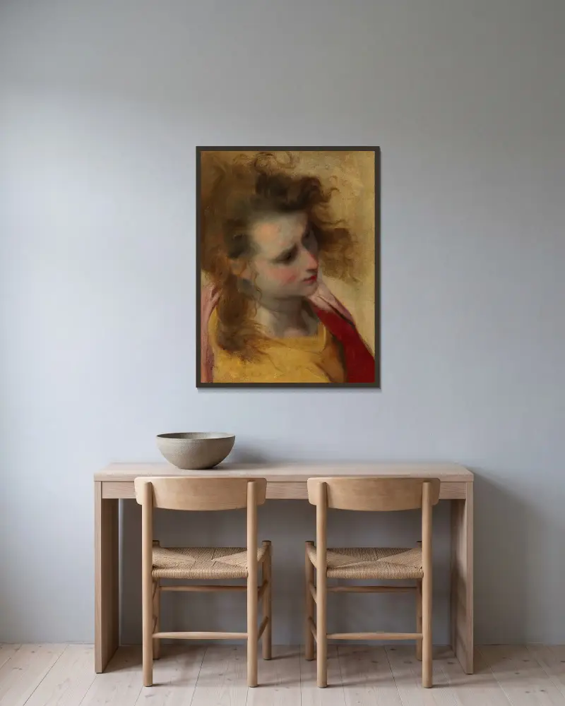 Das Haupt des heiligen Johannes des Evangelisten von Federico Barocci gerahmt an einer Wand