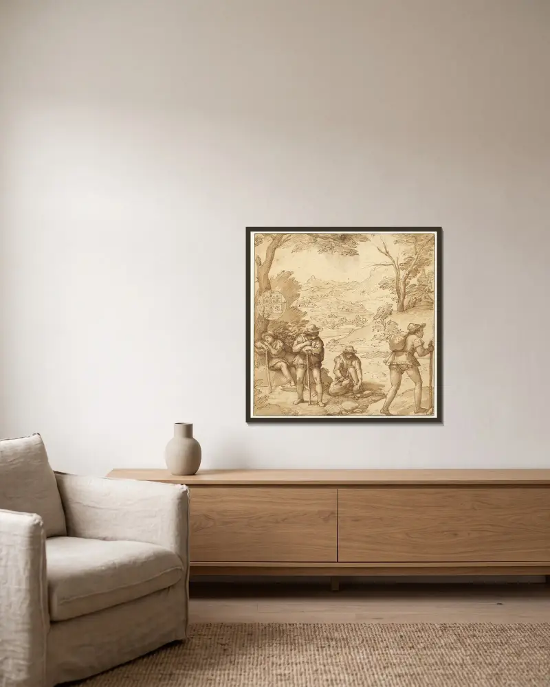Taddeos Halluzination von Federico Zuccaro gerahmt an einer Wand