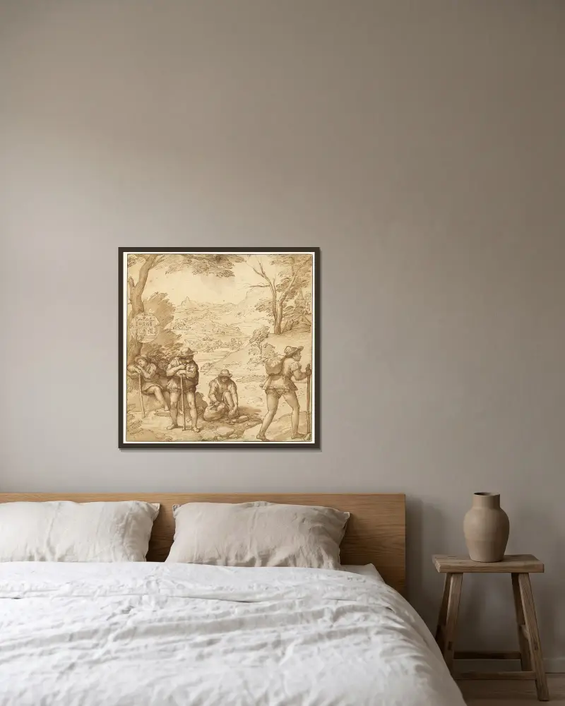 Taddeos Halluzination von Federico Zuccaro gerahmt an einer Wand