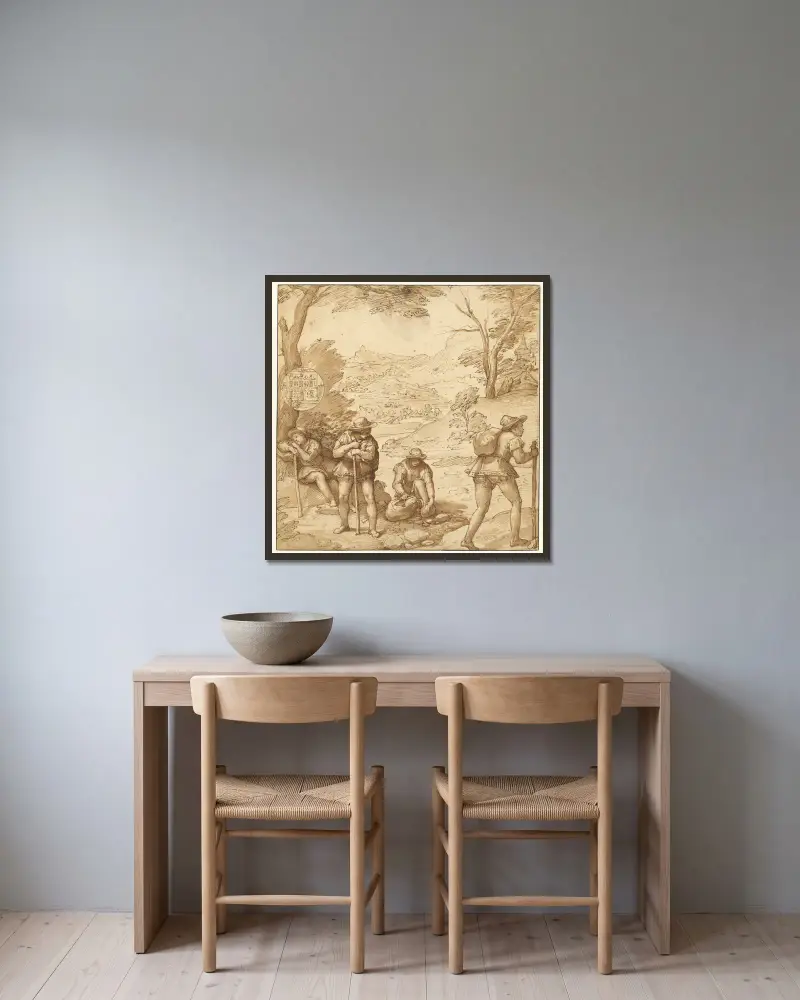 Taddeos Halluzination von Federico Zuccaro gerahmt an einer Wand