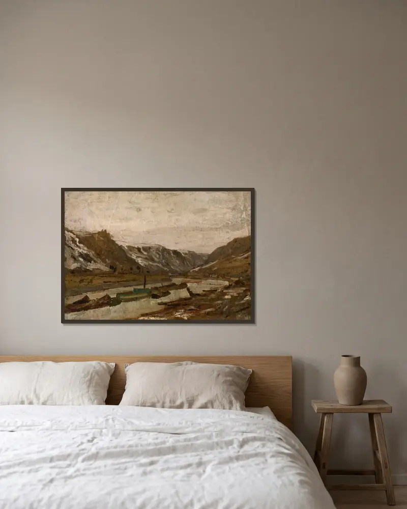 Lastkähne in Dinant von Félicien Rops gerahmt an einer Wand