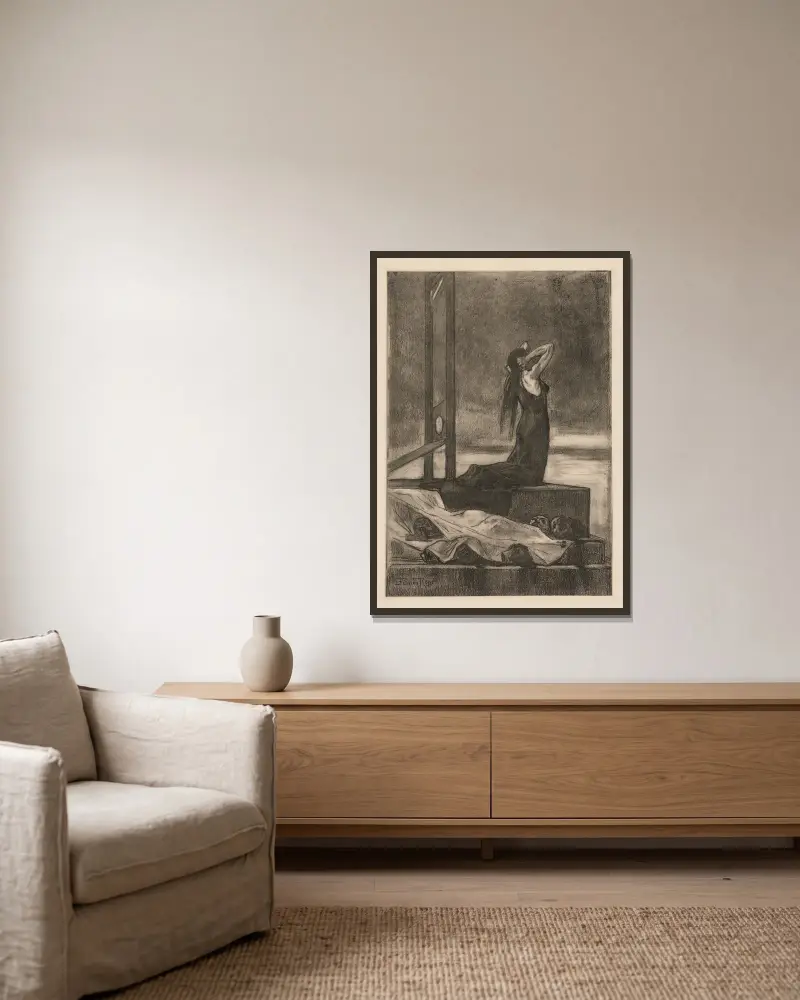 Kara śmierci; Ból śmierci, Félicien Rops w ramie na ścianie