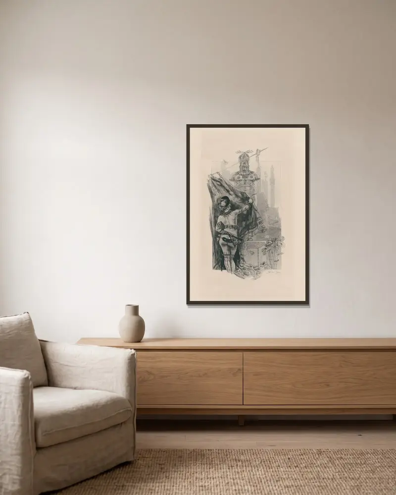 Die Rückkehr Sodoms von Félicien Rops gerahmt an einer Wand