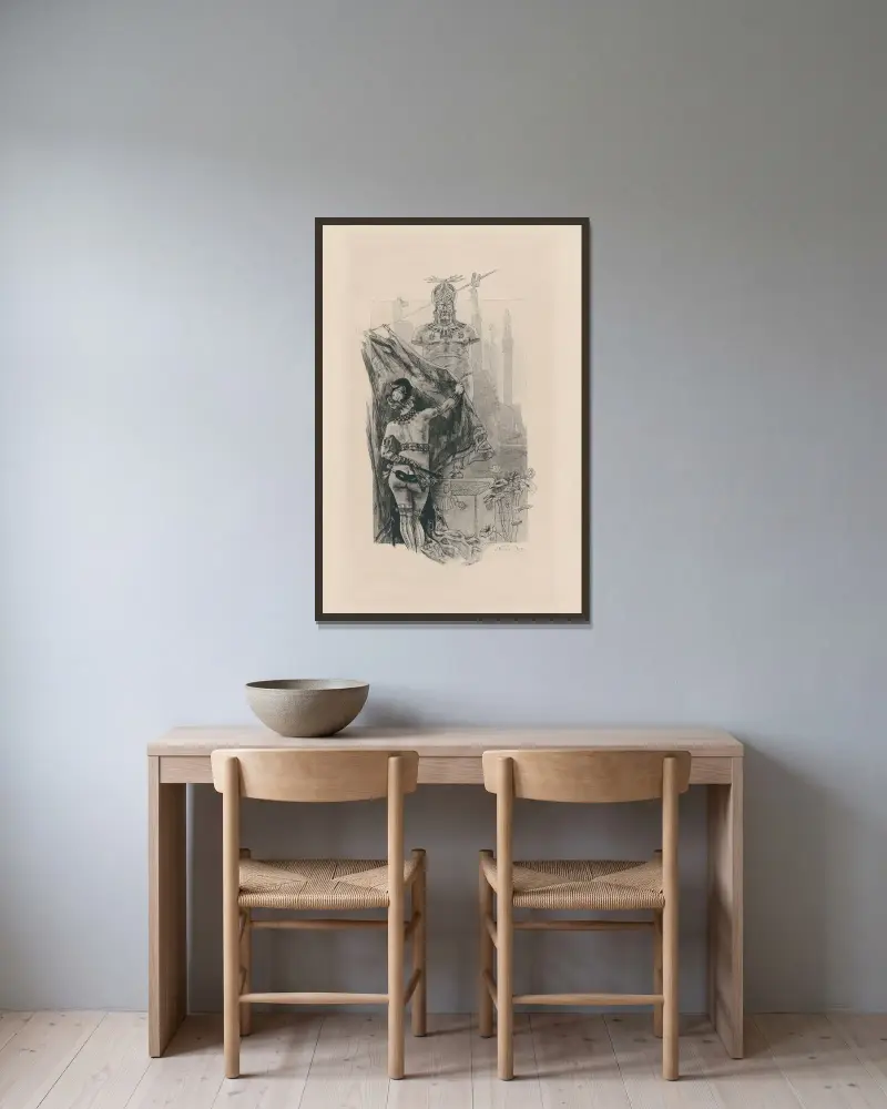 Die Rückkehr Sodoms von Félicien Rops gerahmt an einer Wand