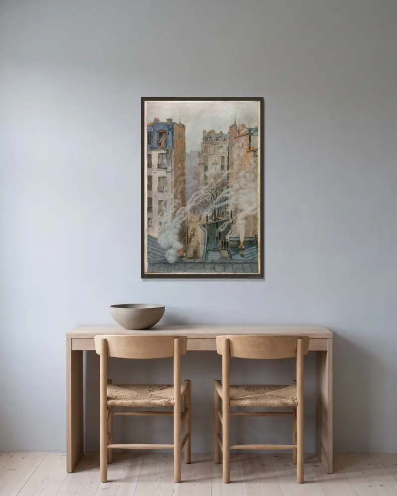 Avenue du Maine i Paris 14:e arrondissement, sedd från 6:e våningen i nr 42 rue Gassendi av Félix Brard inramad på en vägg
