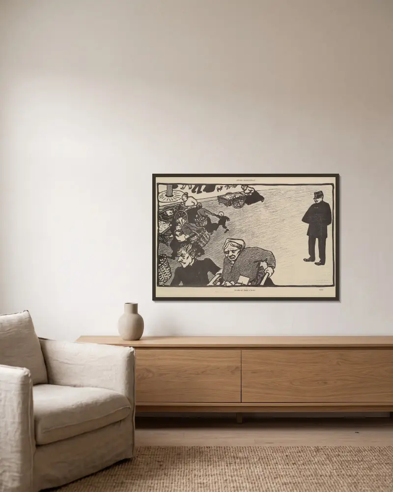 Affäre Crainquebille von Félix Vallotton gerahmt an einer Wand