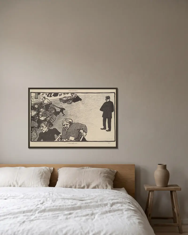 Affäre Crainquebille von Félix Vallotton gerahmt an einer Wand