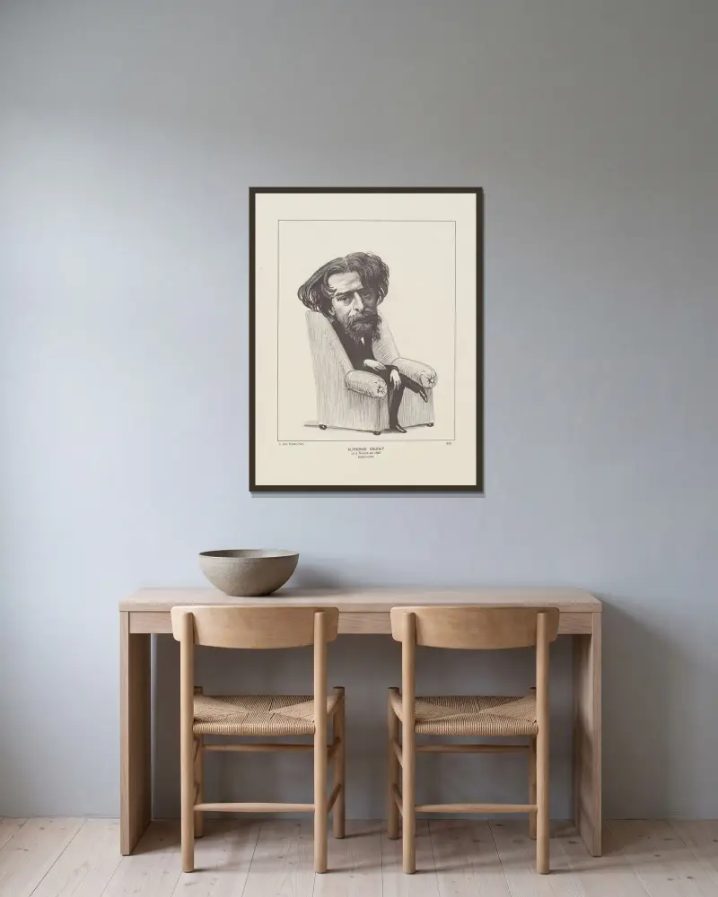 Alphonse Daudet av Félix Vallotton inramad på en vägg