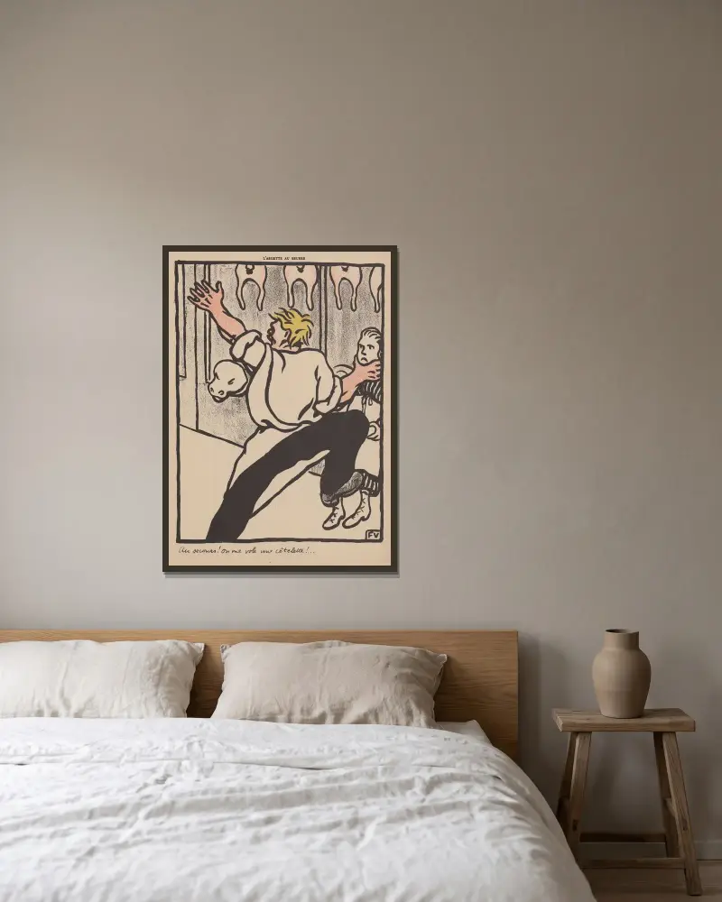 Hjälp! Någon stjäl min kotlett av Félix Vallotton inramad på en vägg