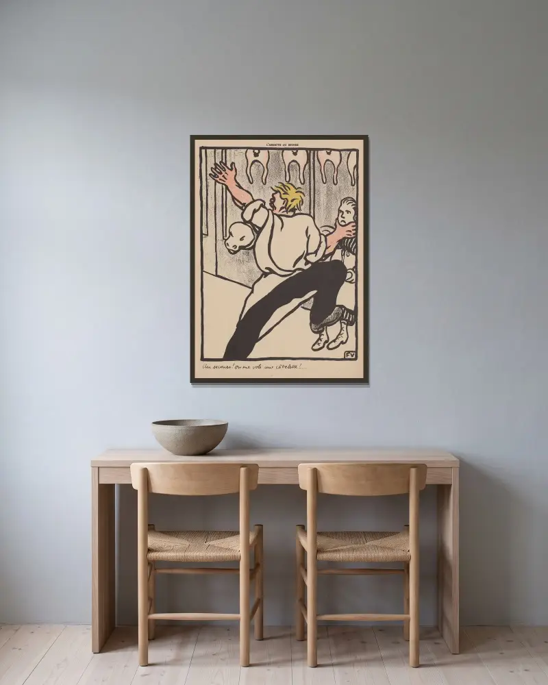 Hjälp! Någon stjäl min kotlett av Félix Vallotton inramad på en vägg