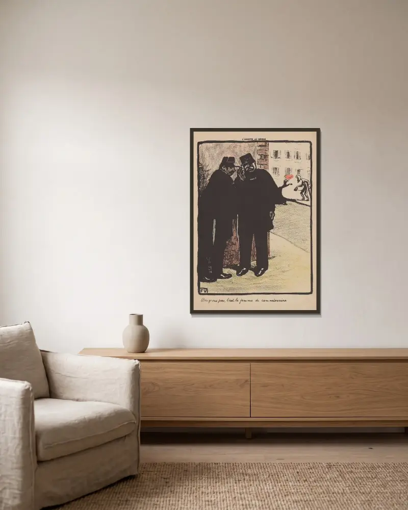Bewegt euch nicht, das ist die Frau des Kommissars von Félix Vallotton gerahmt an einer Wand
