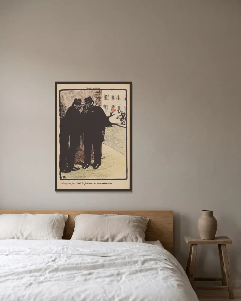 Bewegt euch nicht, das ist die Frau des Kommissars von Félix Vallotton gerahmt an einer Wand