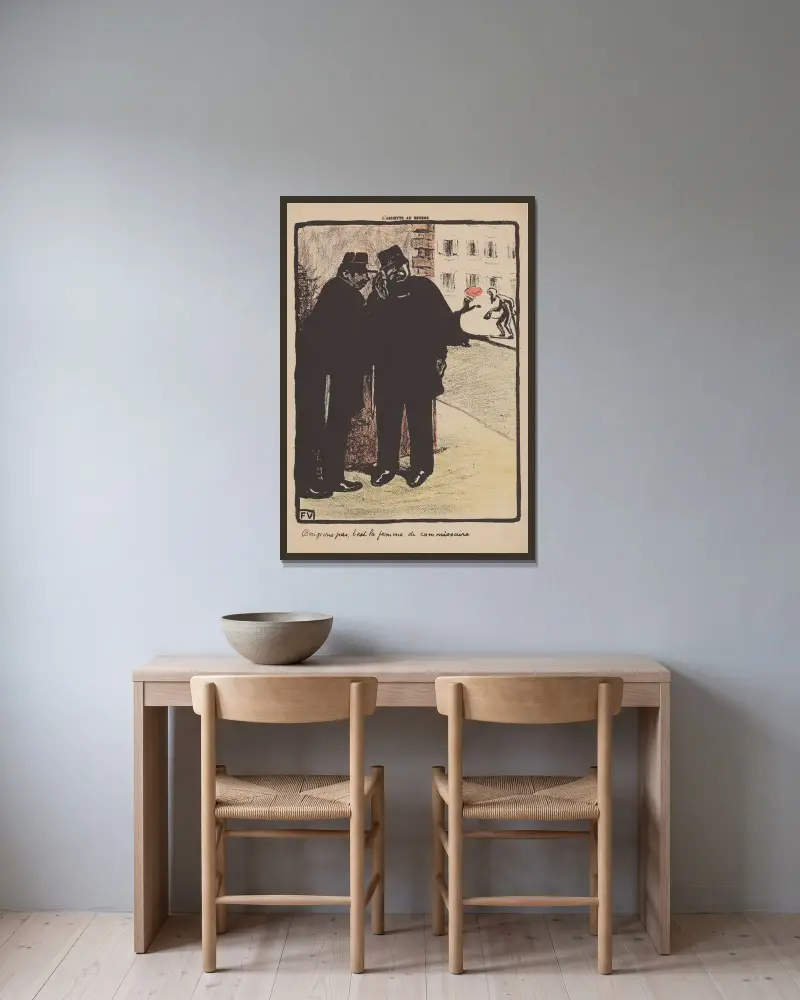Bewegt euch nicht, das ist die Frau des Kommissars von Félix Vallotton gerahmt an einer Wand