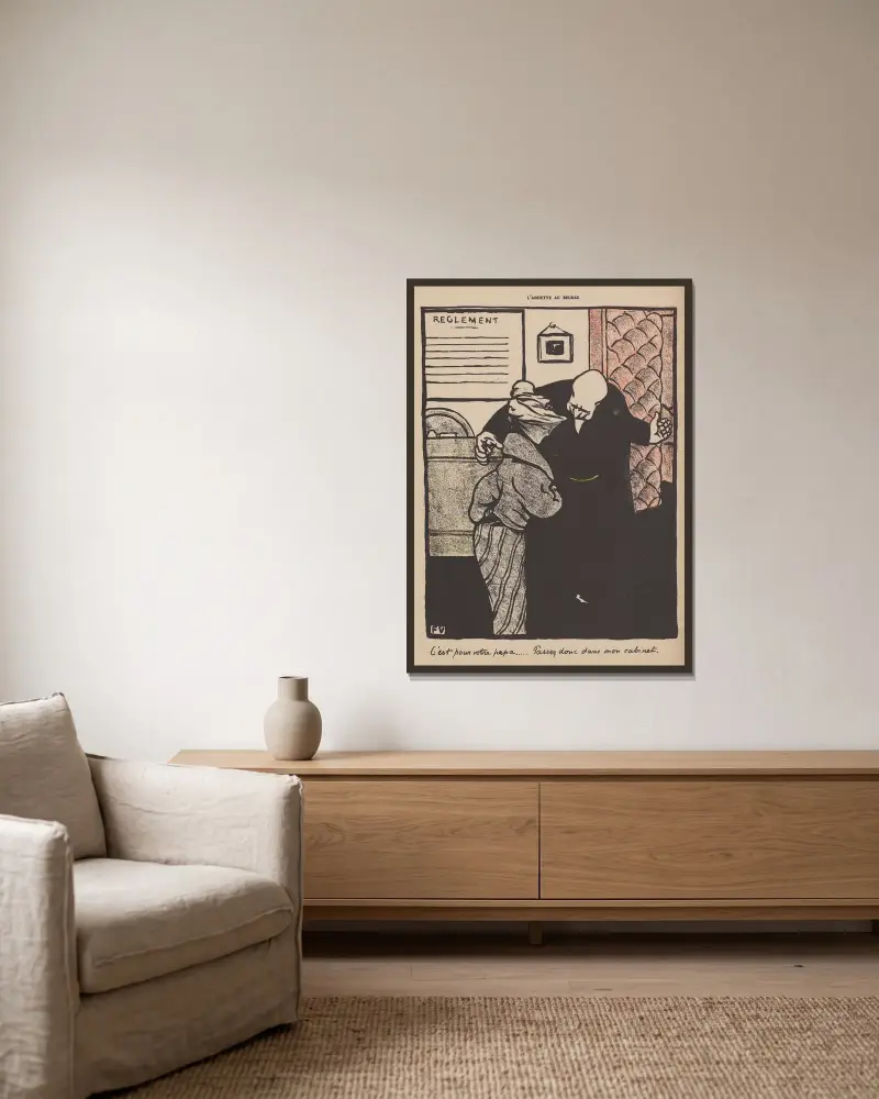 Det är till er pappa… Stig in på mitt kontor av Félix Vallotton inramad på en vägg