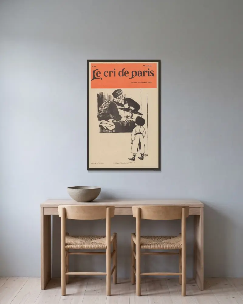 Chaud! les marrons! Chaud! av Félix Vallotton inramad på en vägg