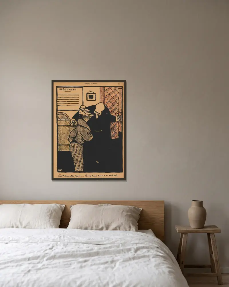Brott och straff; Det gäller er far… av Félix Vallotton inramad på en vägg