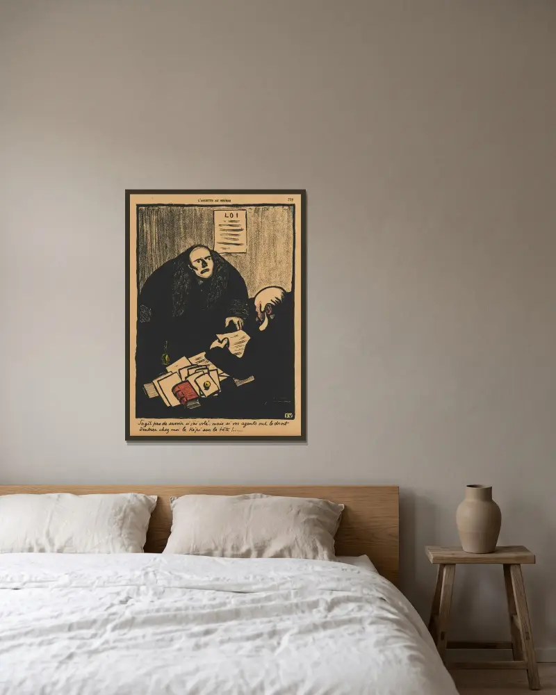 Brott och straff; Frågan är inte huruvida… av Félix Vallotton inramad på en vägg