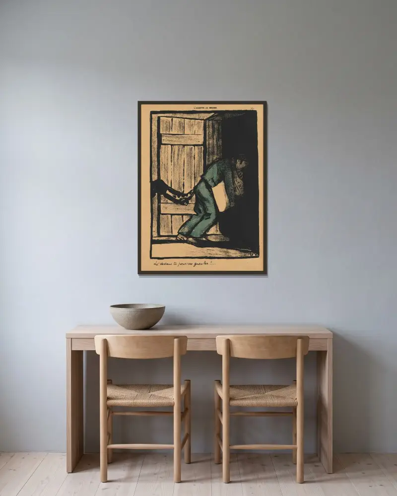 Brott och straff; Du kan vråla… av Félix Vallotton inramad på en vägg