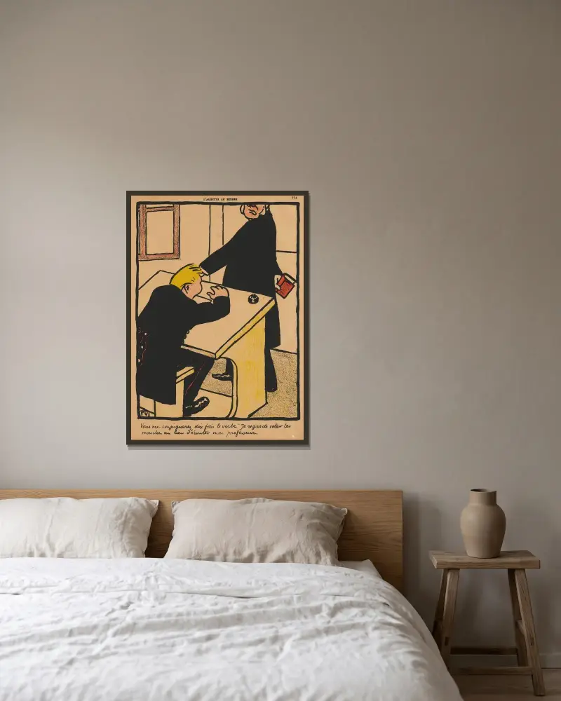 Brott och straff; Du ska konjugera… av Félix Vallotton inramad på en vägg
