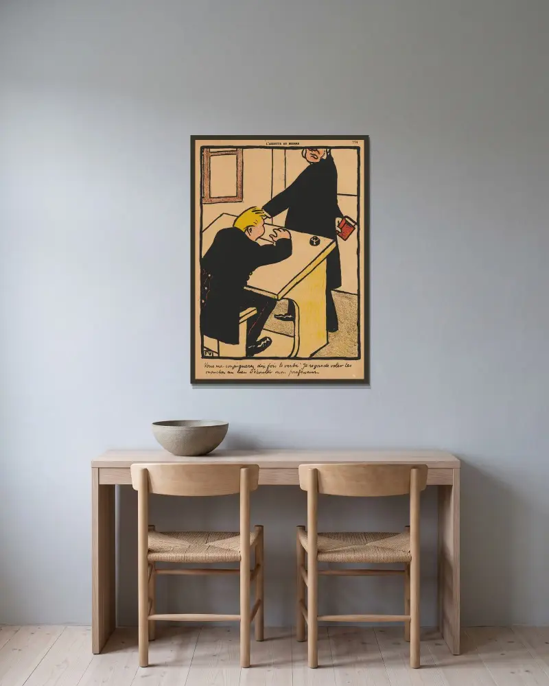 Brott och straff; Du ska konjugera… av Félix Vallotton inramad på en vägg