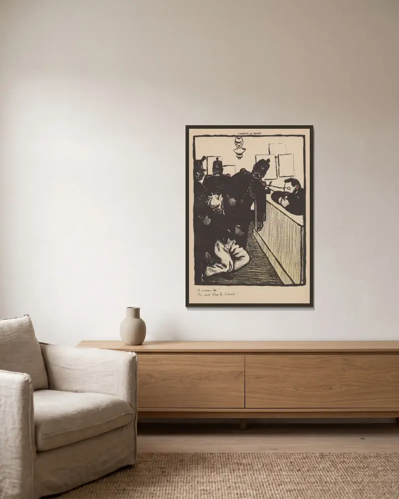 Und dieser hier, er schrie: Es lebe die Freiheit! von Félix Vallotton gerahmt an einer Wand